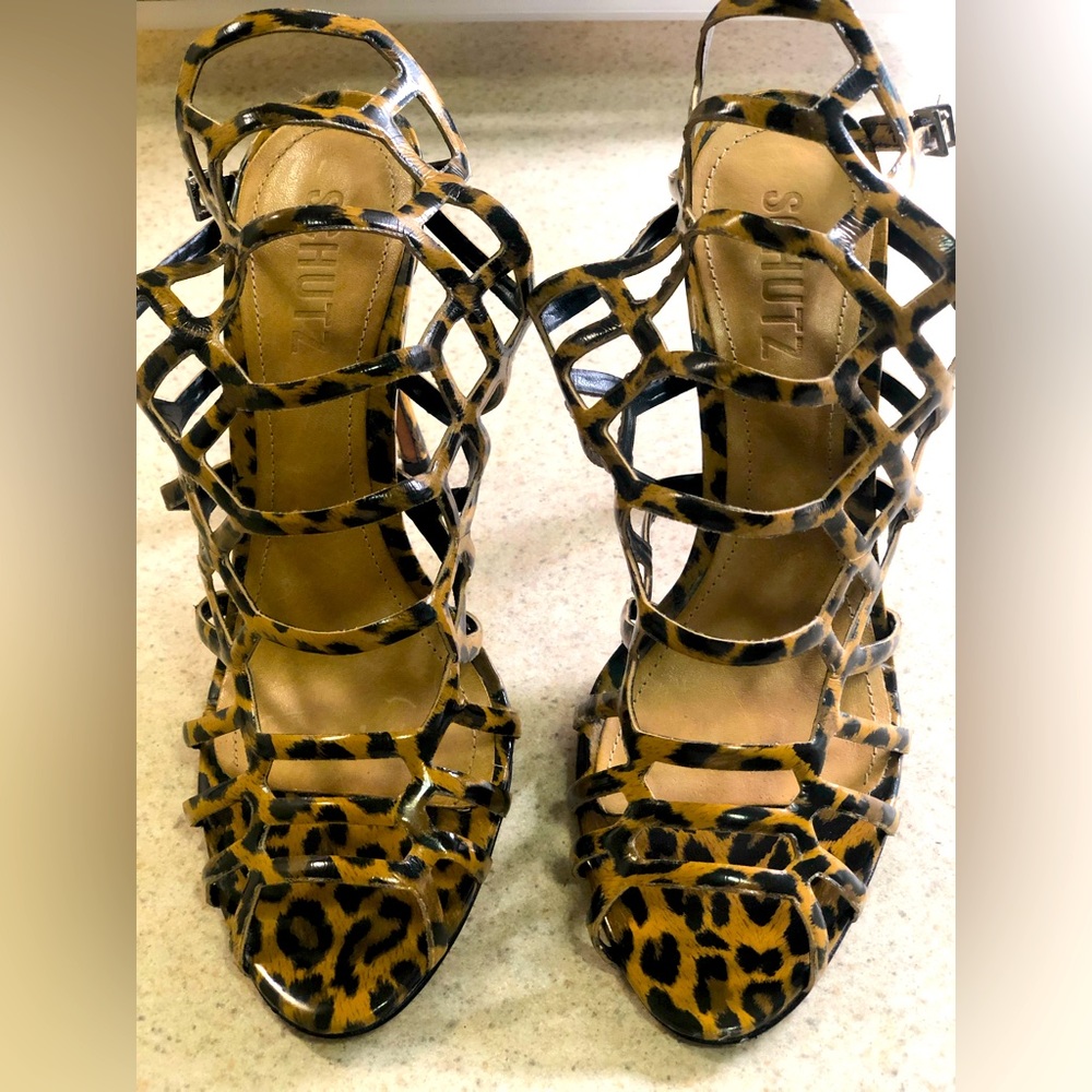 Shutz animal print heels